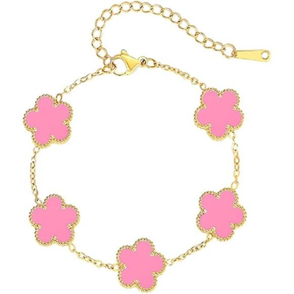 18K Gold-Plated Four Leaf Clover Bracelet for Women,Adjustable lucky Bracelet